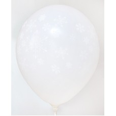 White Snow Flakes Printed Balloons